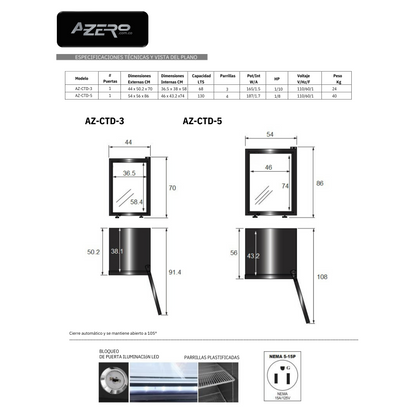 Nevera vertical minibar 130 Litros