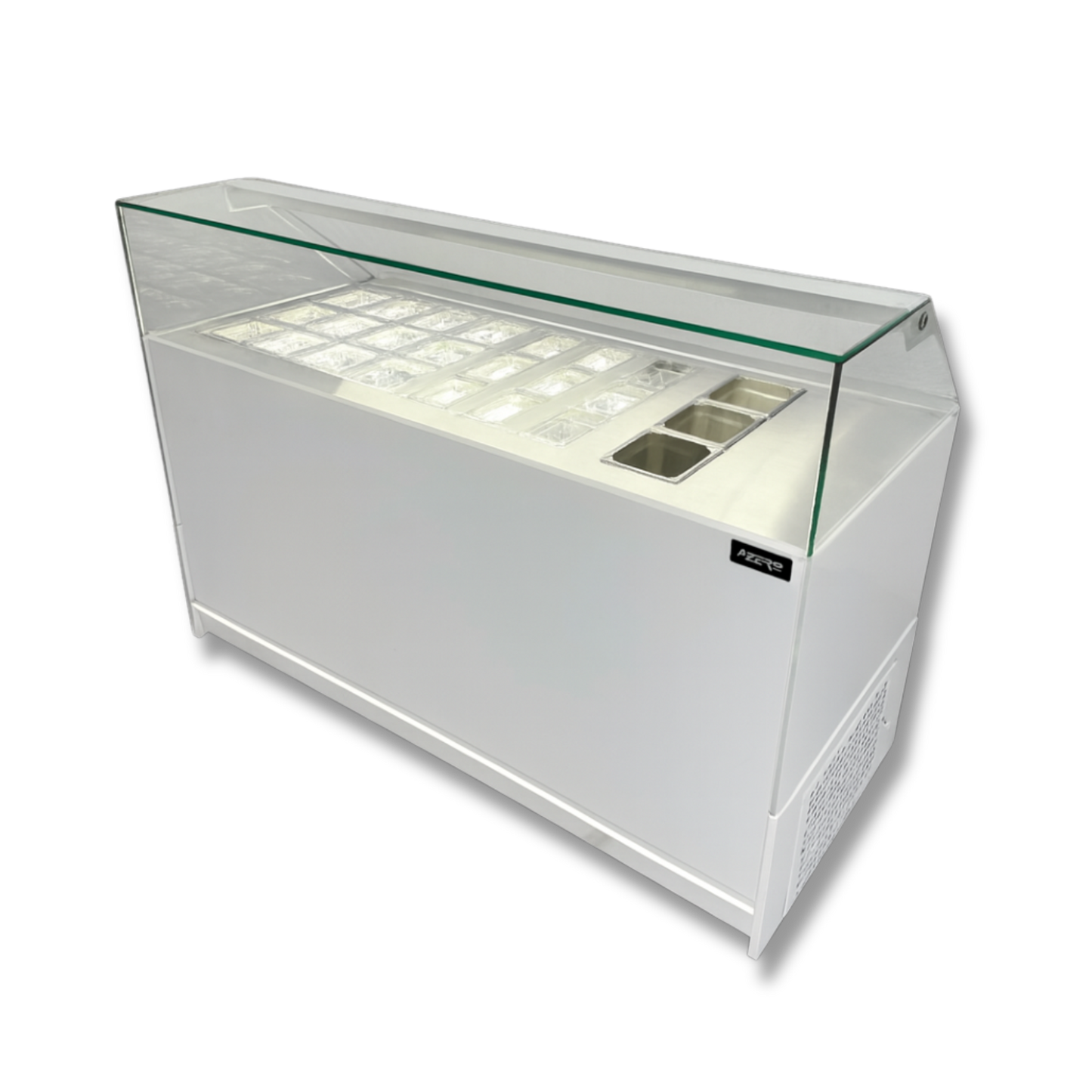 Vitrina Topinera 12 Refrigerados + 12 Neutros + 3 Calientes 160 mts. EVO WHITE