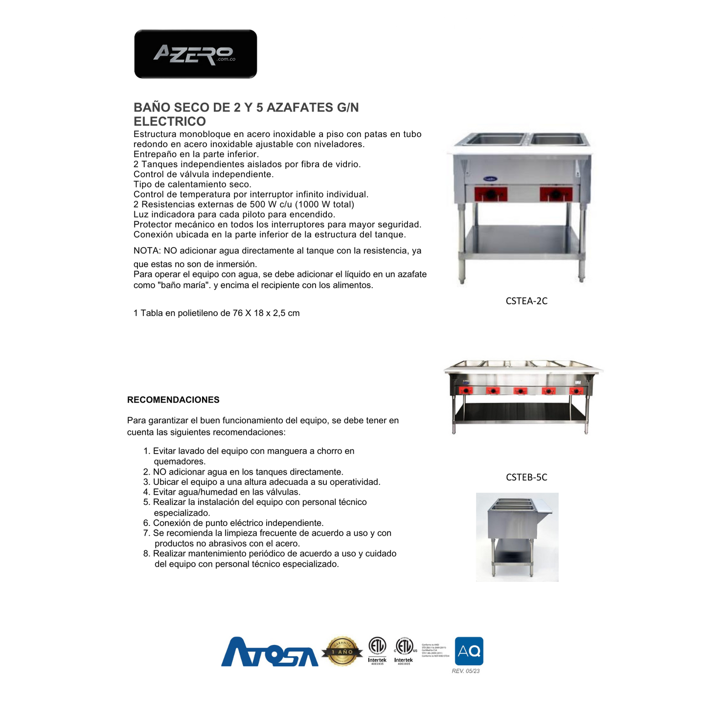 Mantenedor de productos secos para 5 azafates