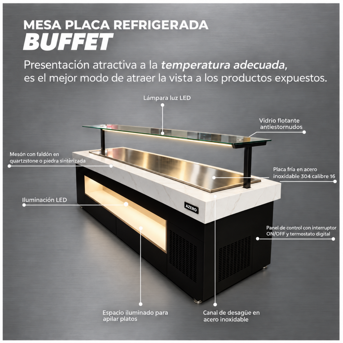 Barra Placa Fria para Buffet sobre medidas