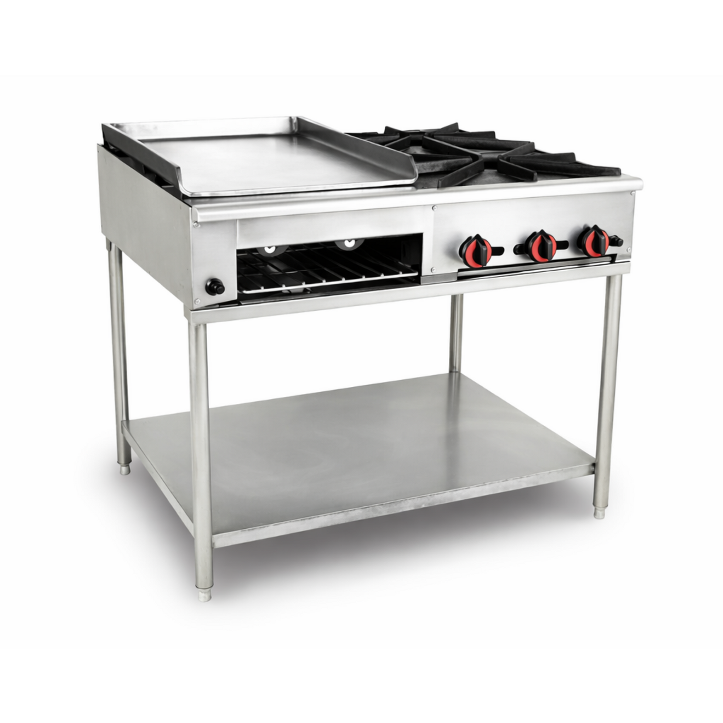 Estufa Industrial 2 Quemadores, Plancha y Gratinador