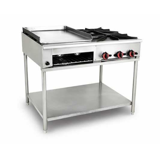 Estufa Industrial 2 Quemadores, Plancha y Gratinador