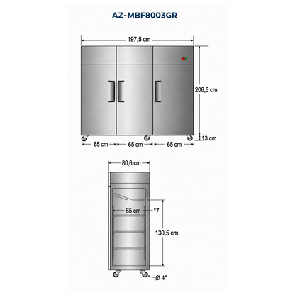 Congelador Vertical de Tres Puertas ATOSA – 1.838 Litros