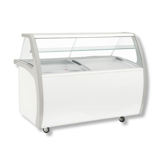 Congelador para helados vidrio curvo con cúpula 12 azafates