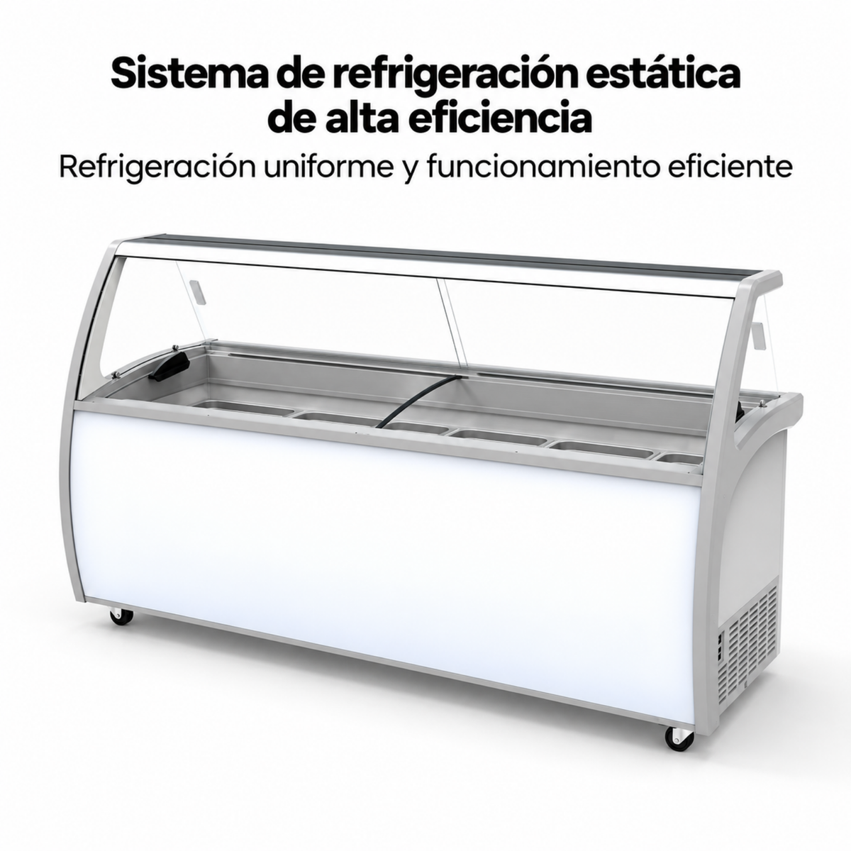 Congelador para helados vidrio curvo con cúpula 12 azafates