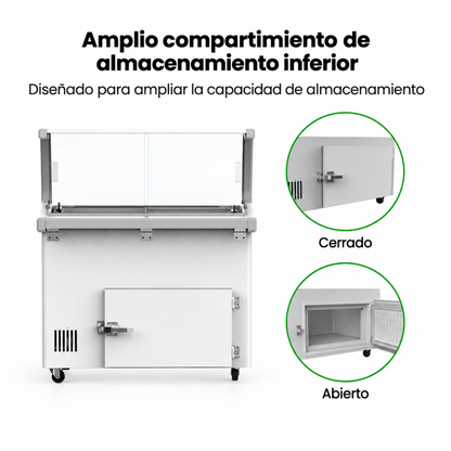 Congelador para helados vidrio curvo con cúpula 12 azafates