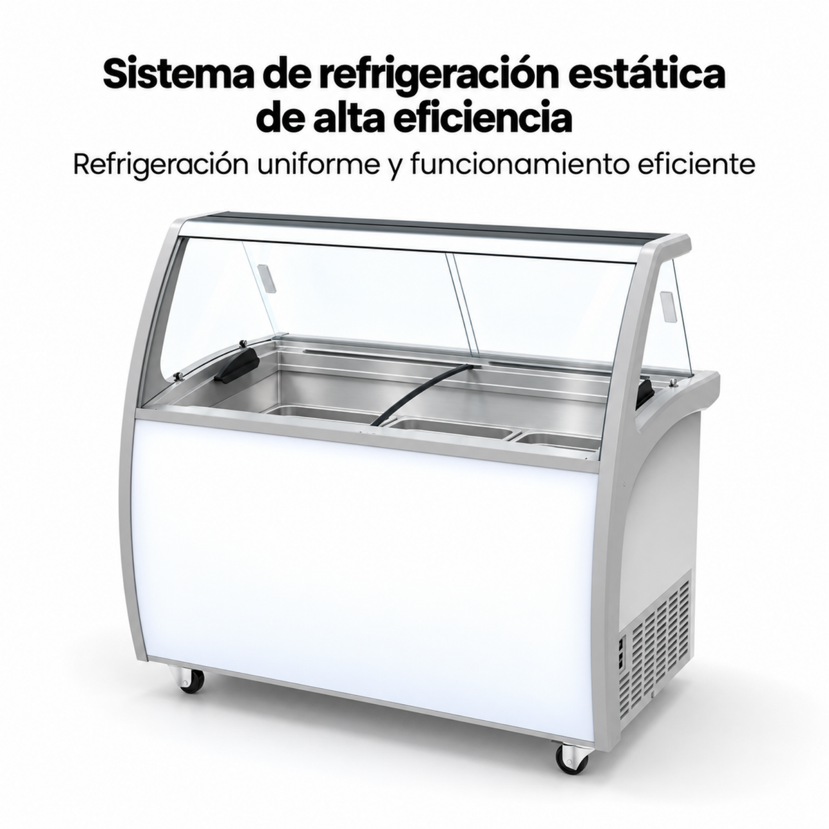 Congelador para helados vidrio curvo con cupula 9 azafates