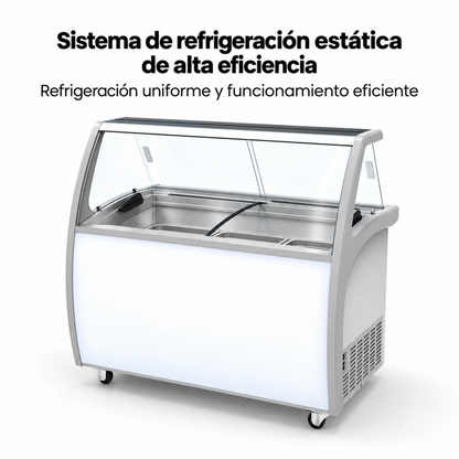 Congelador para helados vidrio curvo con cupula 9 azafates