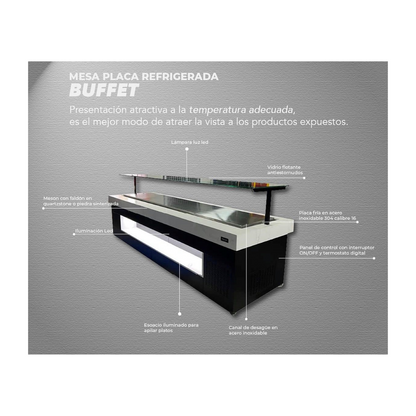 Mesa placa fria para buffet