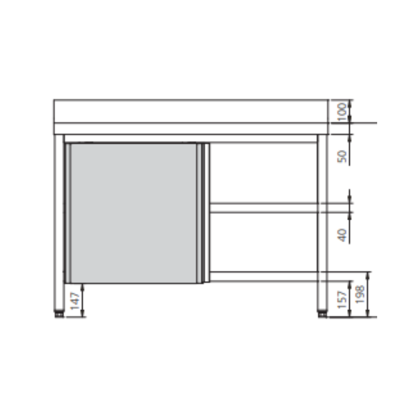 Mesa gabinete en acero inoxidable