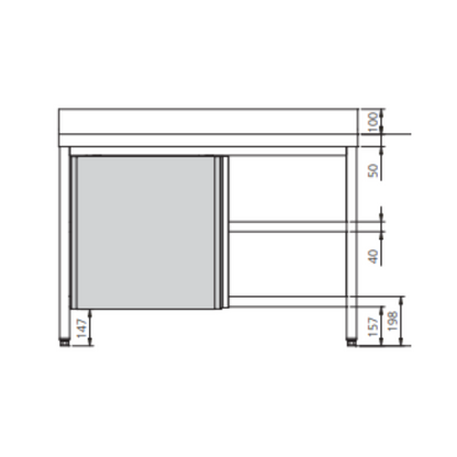 Mesa gabinete en acero inoxidable