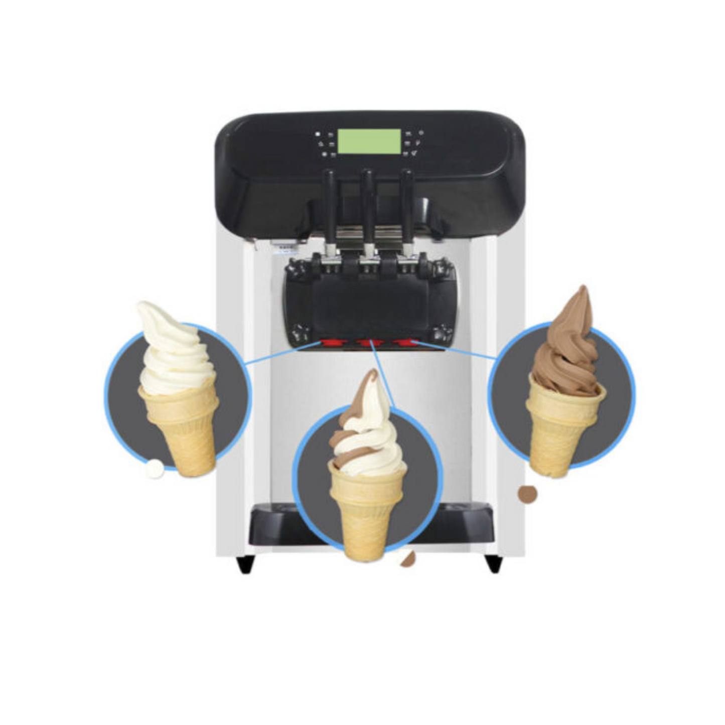 Máquina Helado Suave Profesional de 3 Boquillas