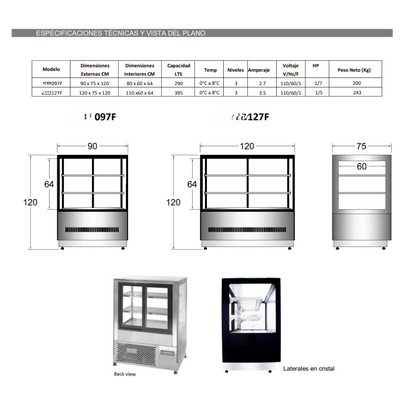 Vitrina refrigerada de piso 90 cm.