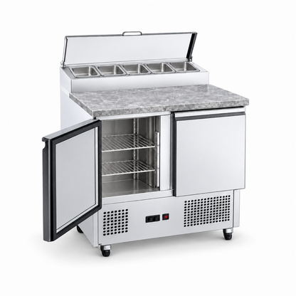 Estación de Pizza Refrigerada con Topinera 90 cm