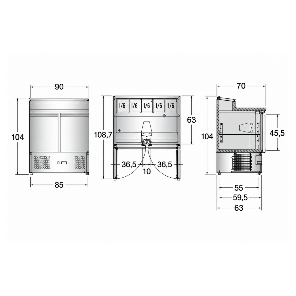 Estación de Pizza Refrigerada con Topinera 90 cm