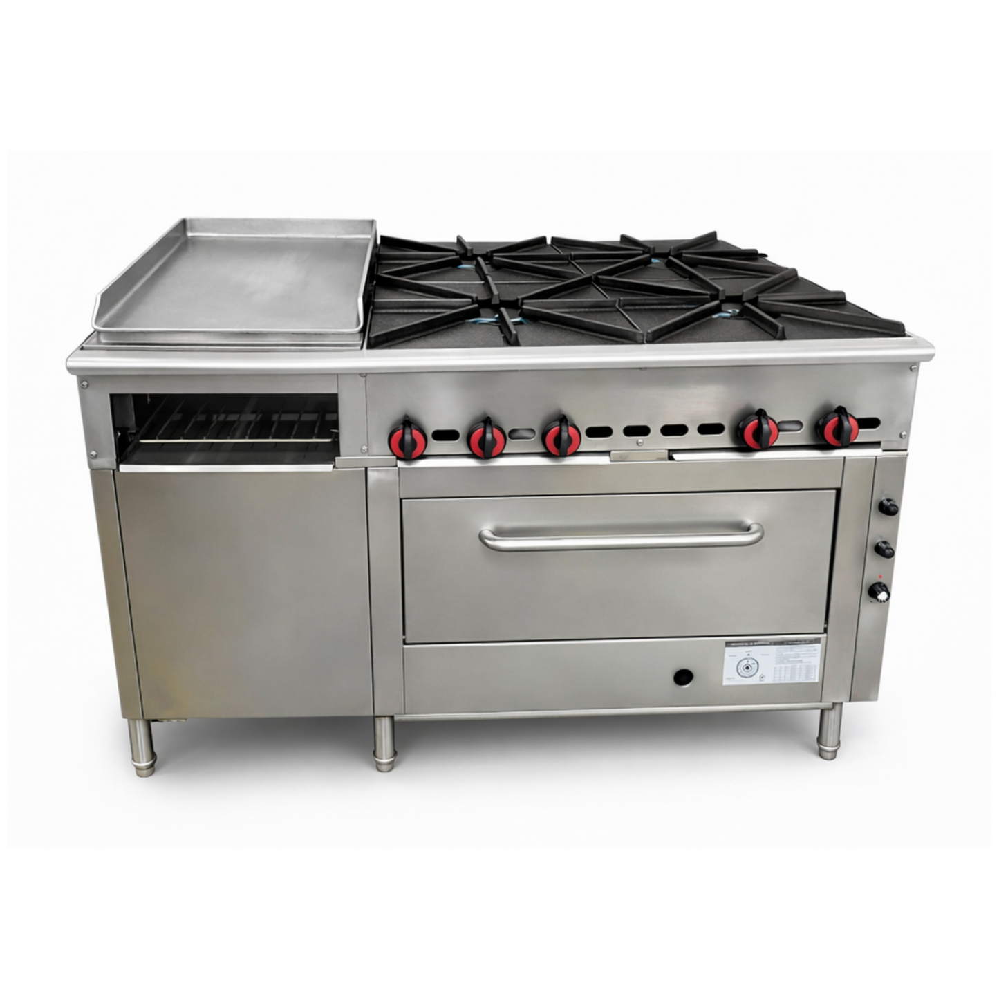 Cocina 4 Quemadores Grandes, Plancha, Gratinador y Horno