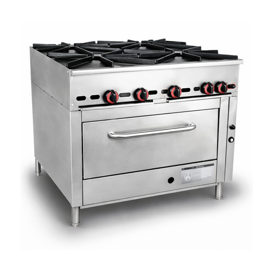 Estufa Industrial 4 quemadores con Horno