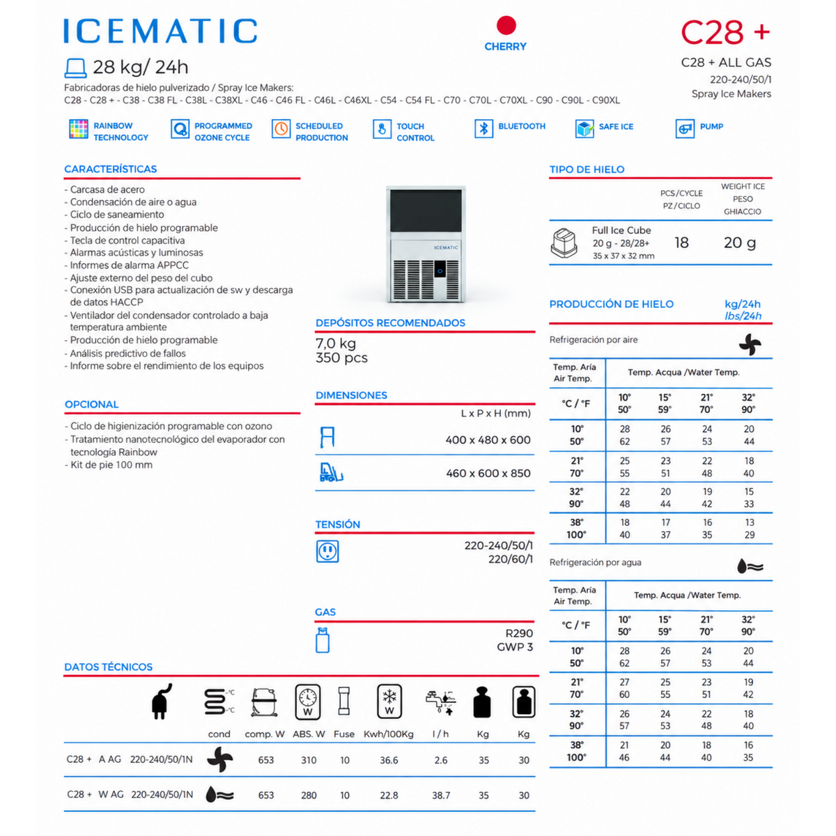 Maquina de Hielo 24 Kg/24 horas ICEMATIC
