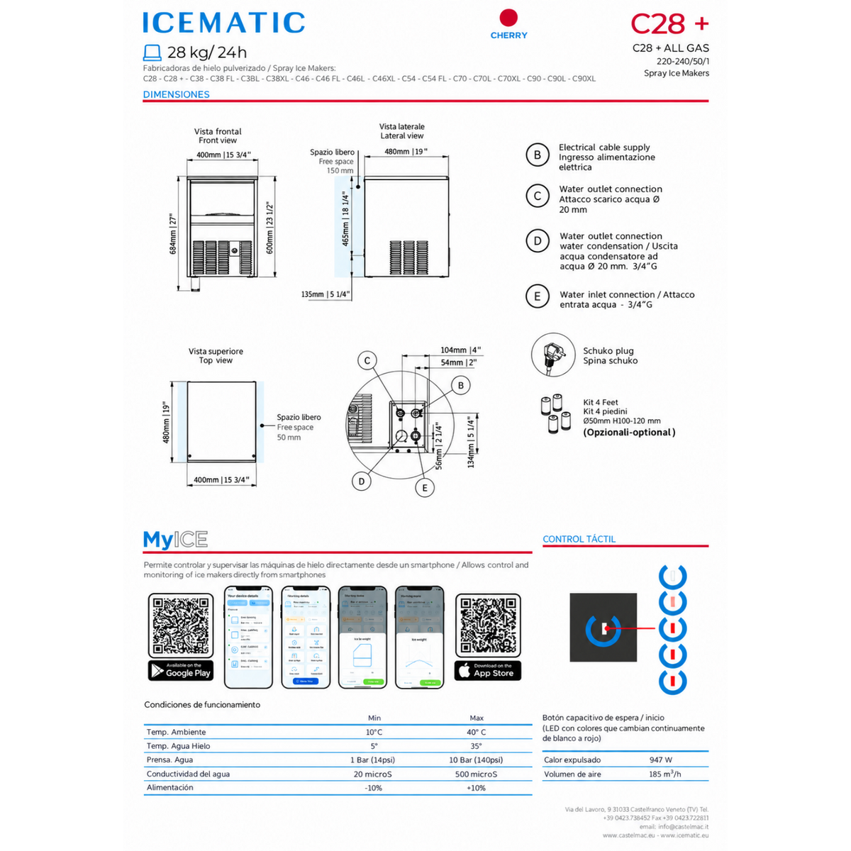 Maquina de Hielo 24 Kg/24 horas ICEMATIC