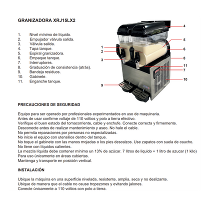 Granizadora 2 tanques AZ-XRJ15Lx2