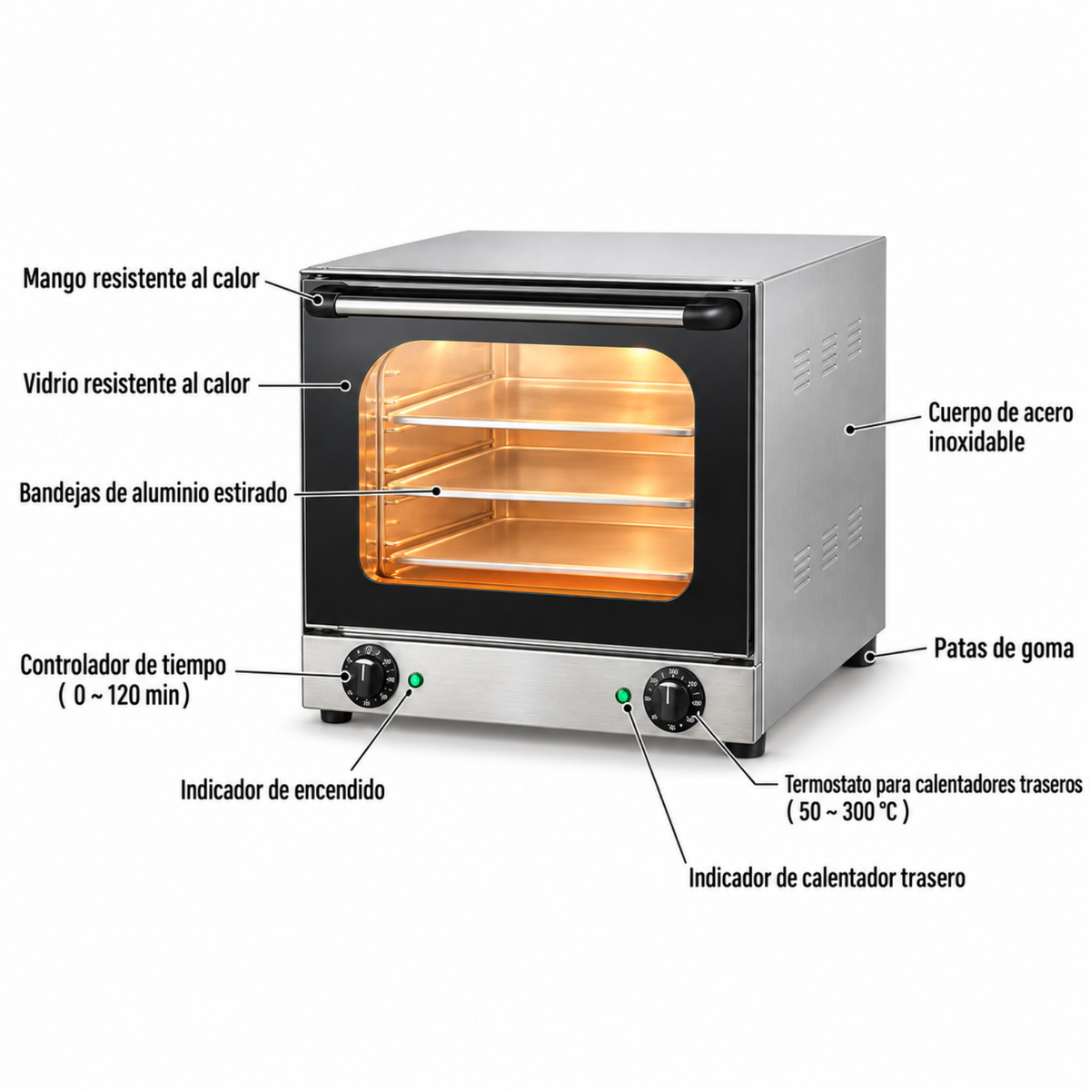 Horno de Convección profesional de 3 Bandejas