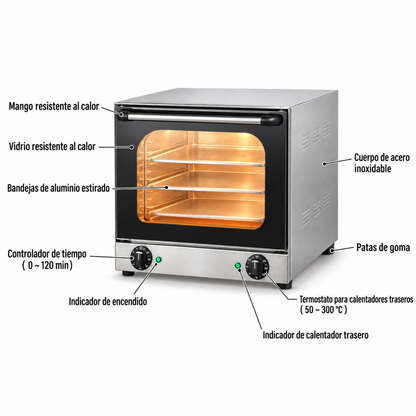 Horno de Convección profesional de 3 Bandejas