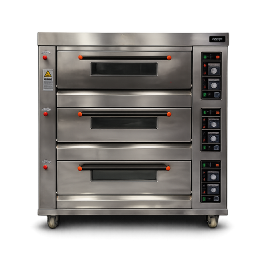 Horno para Pizza de 3 Cámaras 6 Piedras Refractarias Análogo a Gas