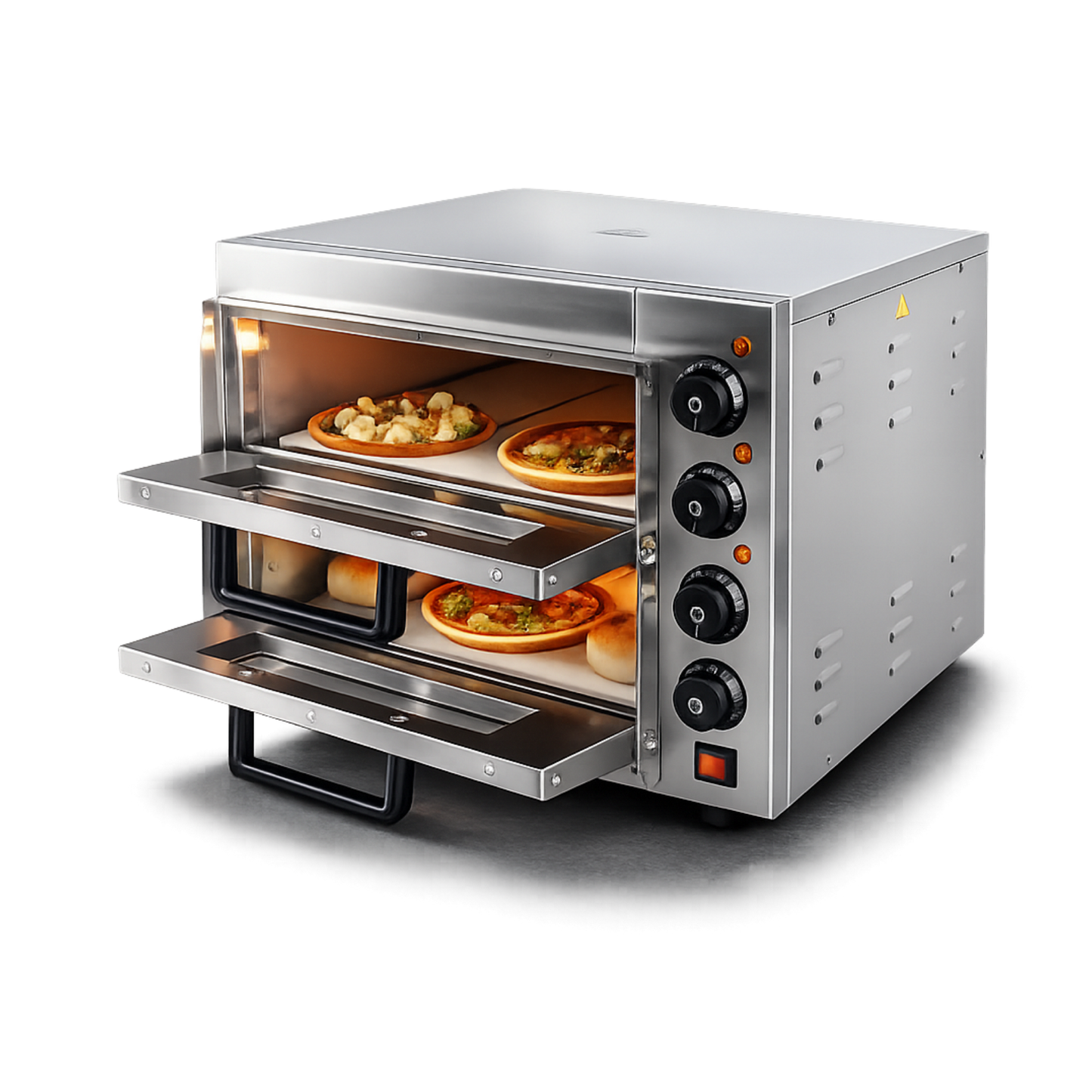 Horno para pizza 2 Camaras con 2 Piedras Refractaria Profesional con Función de Grill-Gratinados
