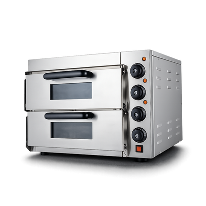 Horno para pizza 2 Camaras con 2 Piedras Refractaria Profesional con Función de Grill-Gratinados