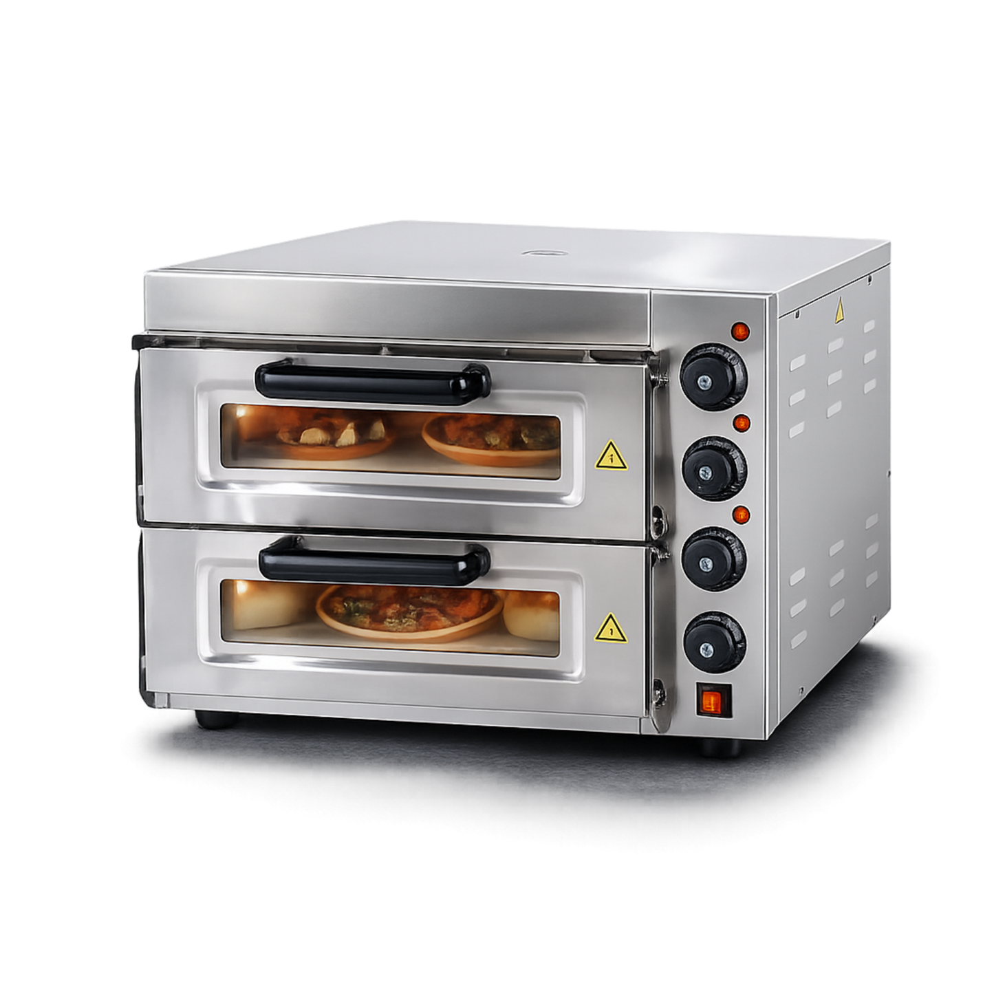 Horno para pizza 2 Camaras con 2 Piedras Refractaria Profesional con Función de Grill-Gratinados