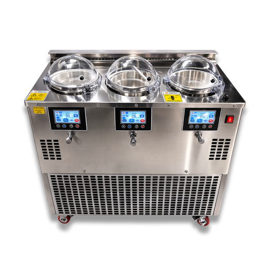 Mantecadora con Vitrina AZ-MIX-30 V3 PRO Fabrica y Exhibe Gelato en el mismo equipo de ultima generación