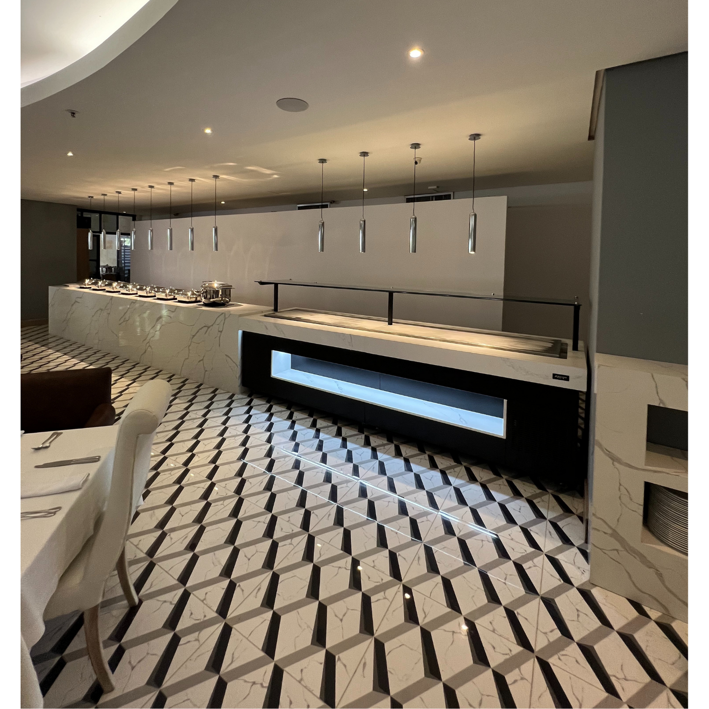 Barra placa fria para buffet sobre medidas