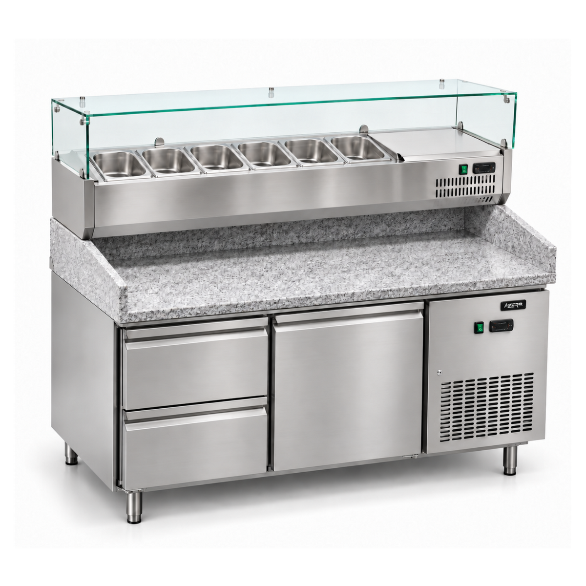 Mesa Refrigerada para Pizzas de 1 puerta + 2 Cajones Refrigerados