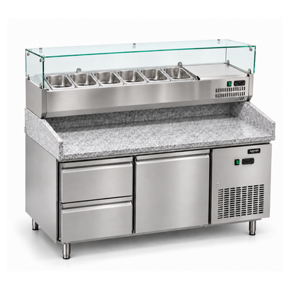 Mesa Refrigerada para Pizzas de 1 puerta + 2 Cajones Refrigerados