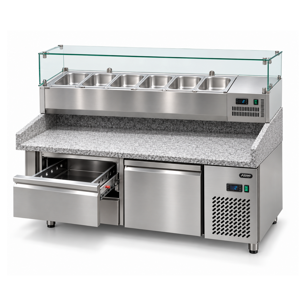 Mesa Refrigerada para Pizzas de 1 puerta + 2 Cajones Refrigerados