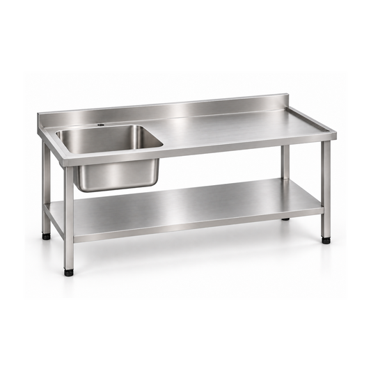 Mesa de Lavado en Acero Inoxidable con Pozuelo 1.50 mt