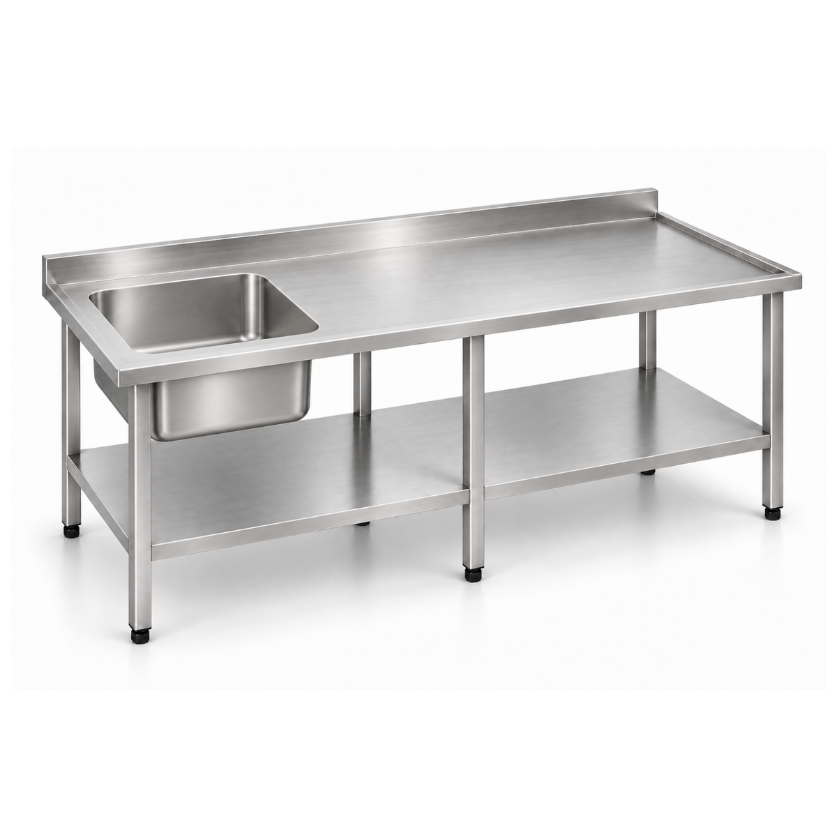 Mesa de Lavado en Acero Inoxidable con Pozuelo 2.00 mts