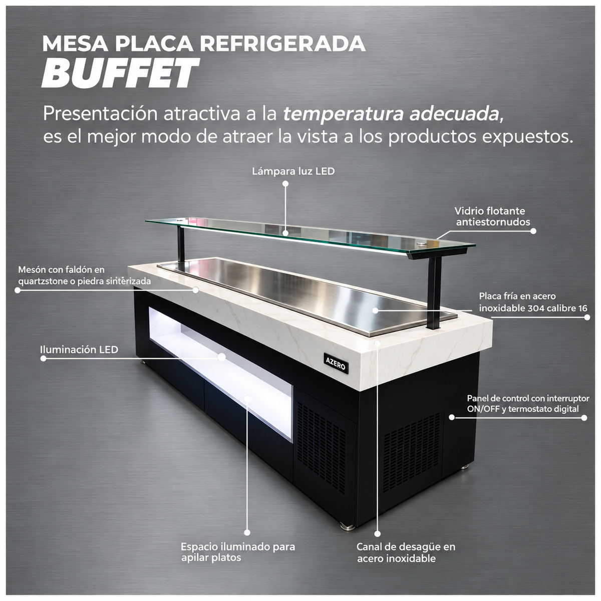 Barra Placa Fria para Buffet sobre medidas