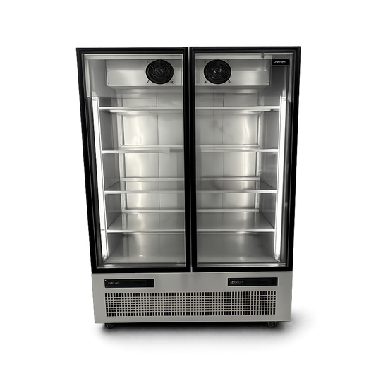 Nevera Vertical Mixta 2 puertas vidrio 1300 litros (Congelador y refrigerador)