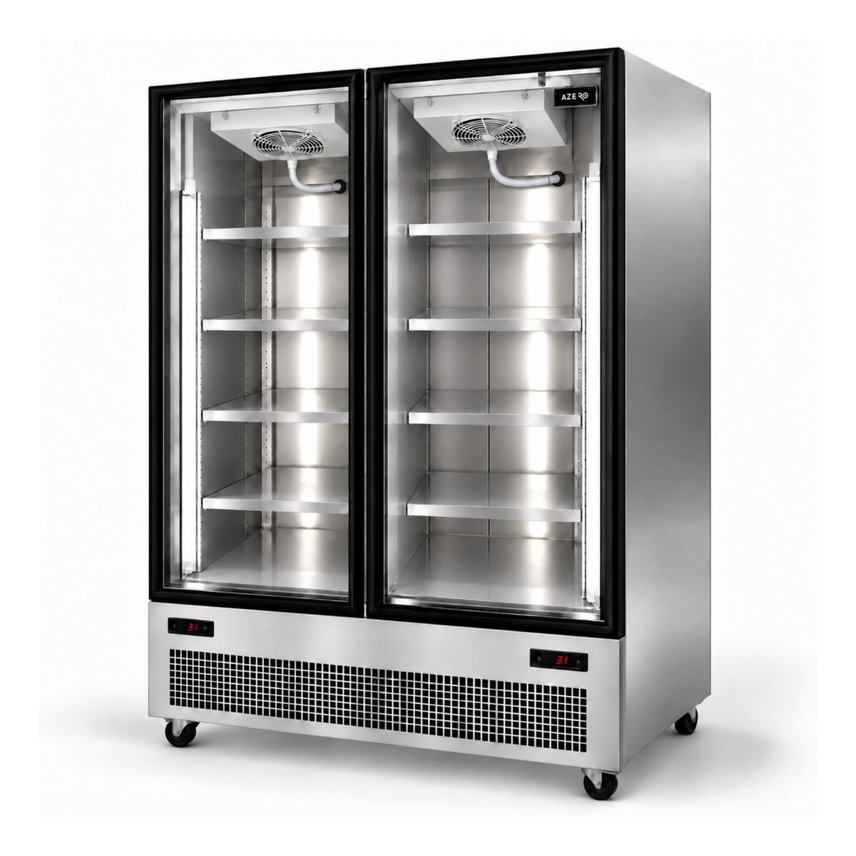 Nevera Vertical Mixta 2 puertas vidrio 1300 litros (Congelador y refrigerador)