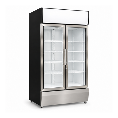 Nevera Vertical Refrigeración 1000 litros 2 puertas frente en Acero Inoxidable