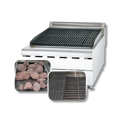Parrilla a gas con piedra volcánica