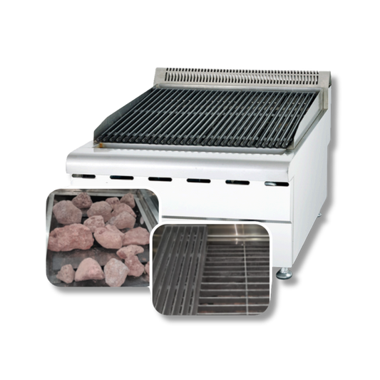 Parrilla a gas con piedra volcánica