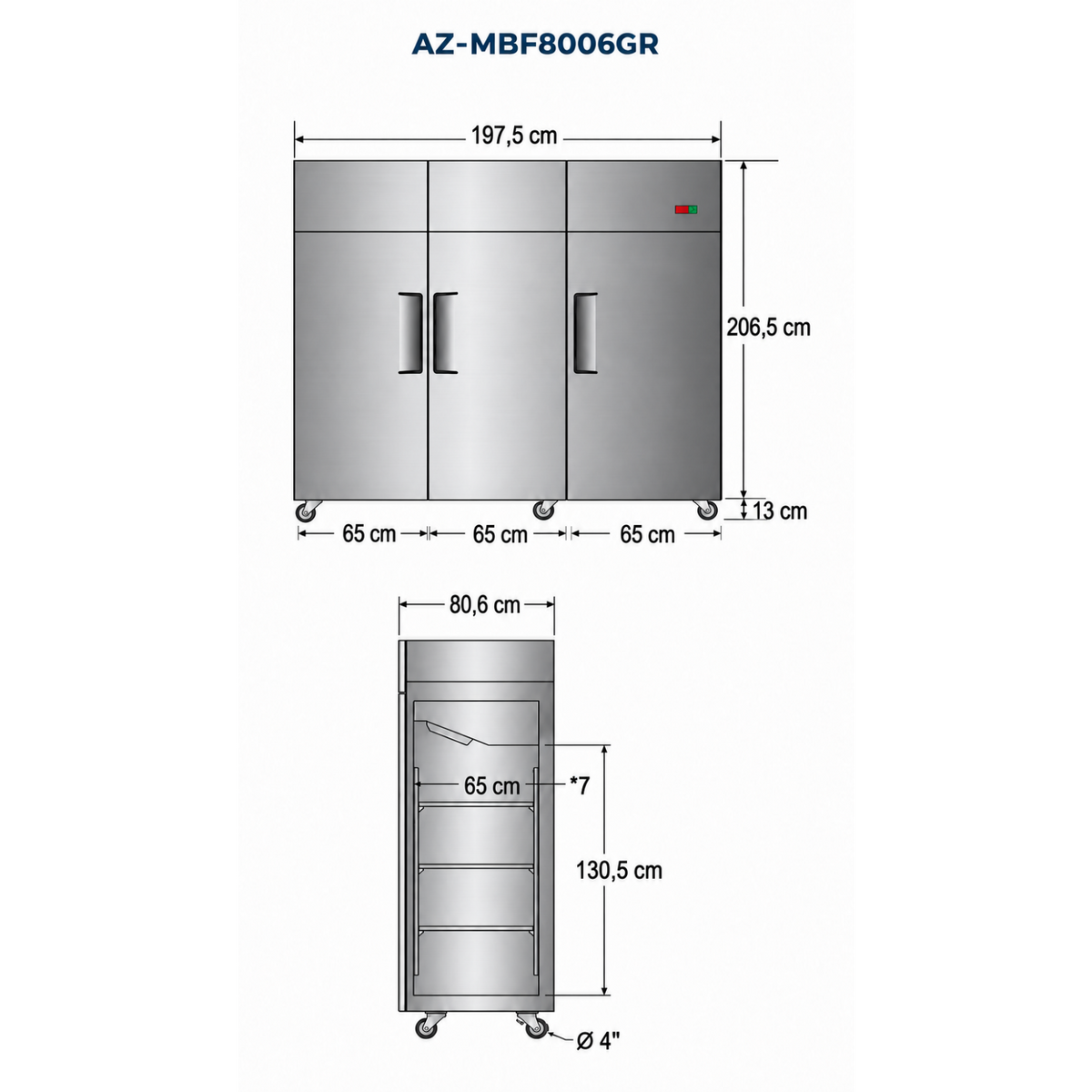 Refrigerador Vertical de Tres Puertas ATOSA – 1.838 Litros