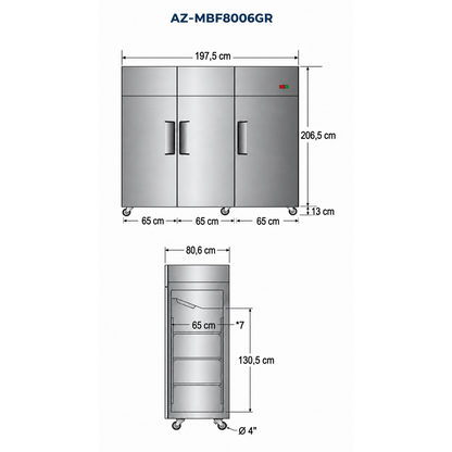 Refrigerador Vertical de Tres Puertas ATOSA – 1.838 Litros