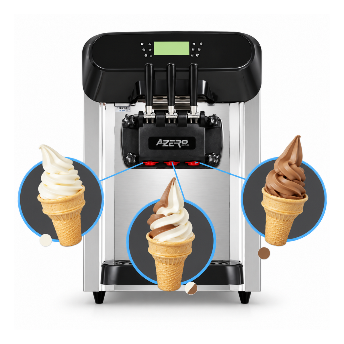 Máquina Helado Suave Profesional de 3 Boquillas AZ-MHS600P