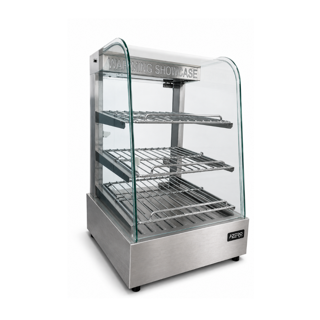 Vitrina Calentadora de Alimentos  sobremostrador 38 cm – Vidrio Curvo