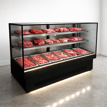 Vitrina Carnes Refrigerada 2.00 mts. INOX BLACK