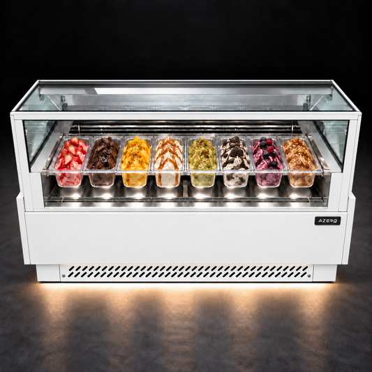 Vitrina Helado Duro o Gelato 8 Sabores SLIM AZ-VH8A1560 EVO WHITE
