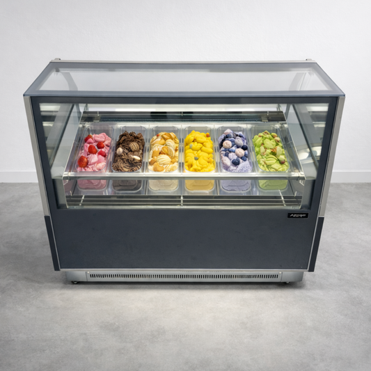 Vitrina Helado duro o Gelato 6 Sabores SLIM AZ-VH6A1230 EVO GRIS ALPINO
